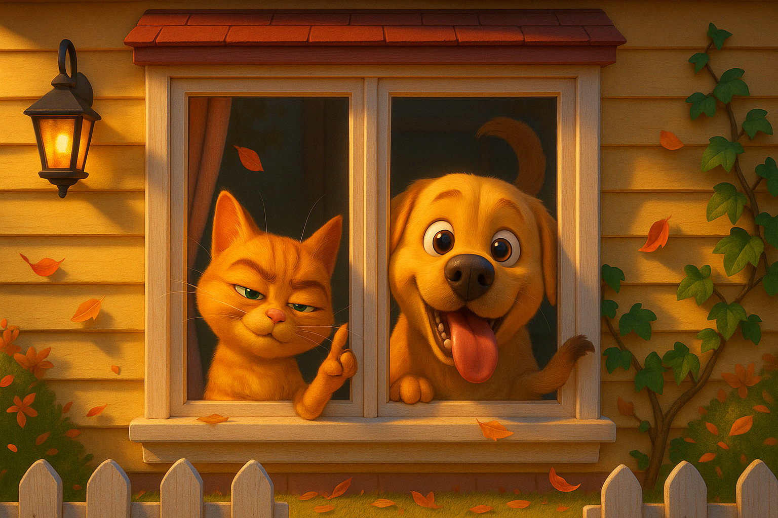 Cat and Dog in Window